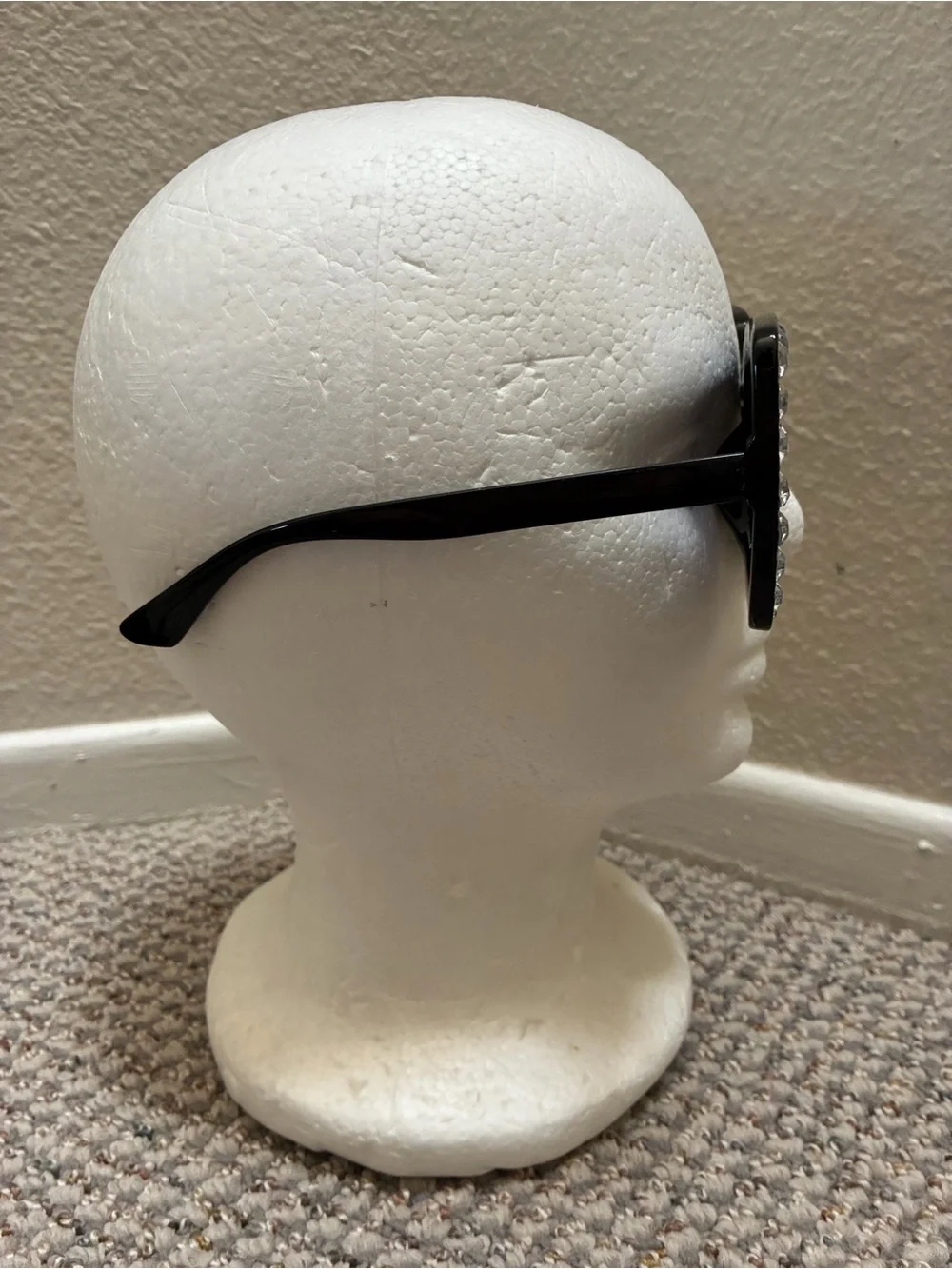 Circus by Sam Edelman Black Crystal-Trim Oversized Square Sunglasses